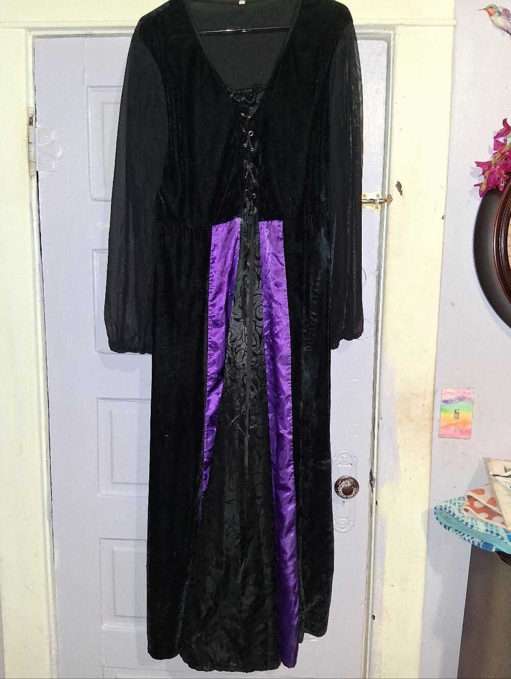 Purple And Black Long Dress For Costume
